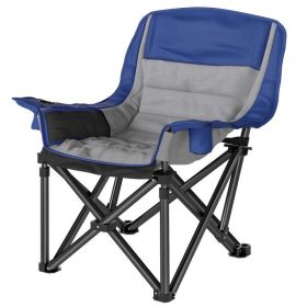 Camping Chair For Adults, Portable Folding Camping Chair With Side Pockets, Cup Holders, Carry Bag, Blue And Gray (Option: Gray)
